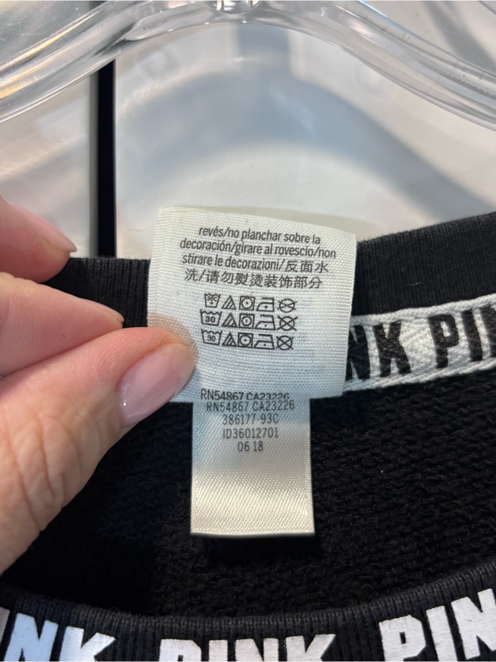 PINK Victoria’s Secret Cotton Blend Pullover Sweatshirt Dog Logo Black Crewneck - Picture 5 of 5